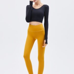 Open-Back Built-In-Cup Long-Sleeve Top
