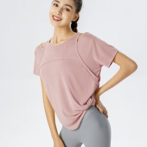 Layered-Look Shoulder-Cutout Tee