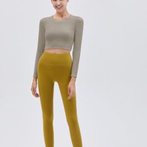 Ladder-Texture Crewneck Long-Sleeve Top